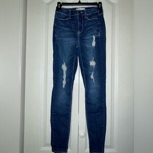 Junior's FLXStretch High-Rise Dark Wash Distressed Jegging | Size 3